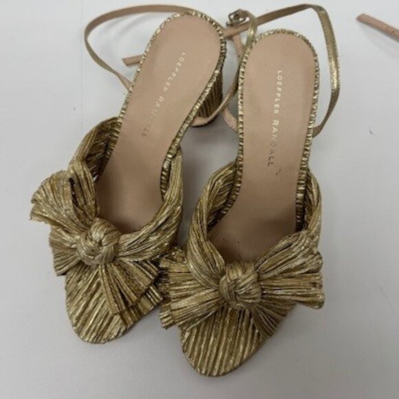 Loeffler Randall Gold Bow Heels | Size 8.5 - Picture 1 of 6
